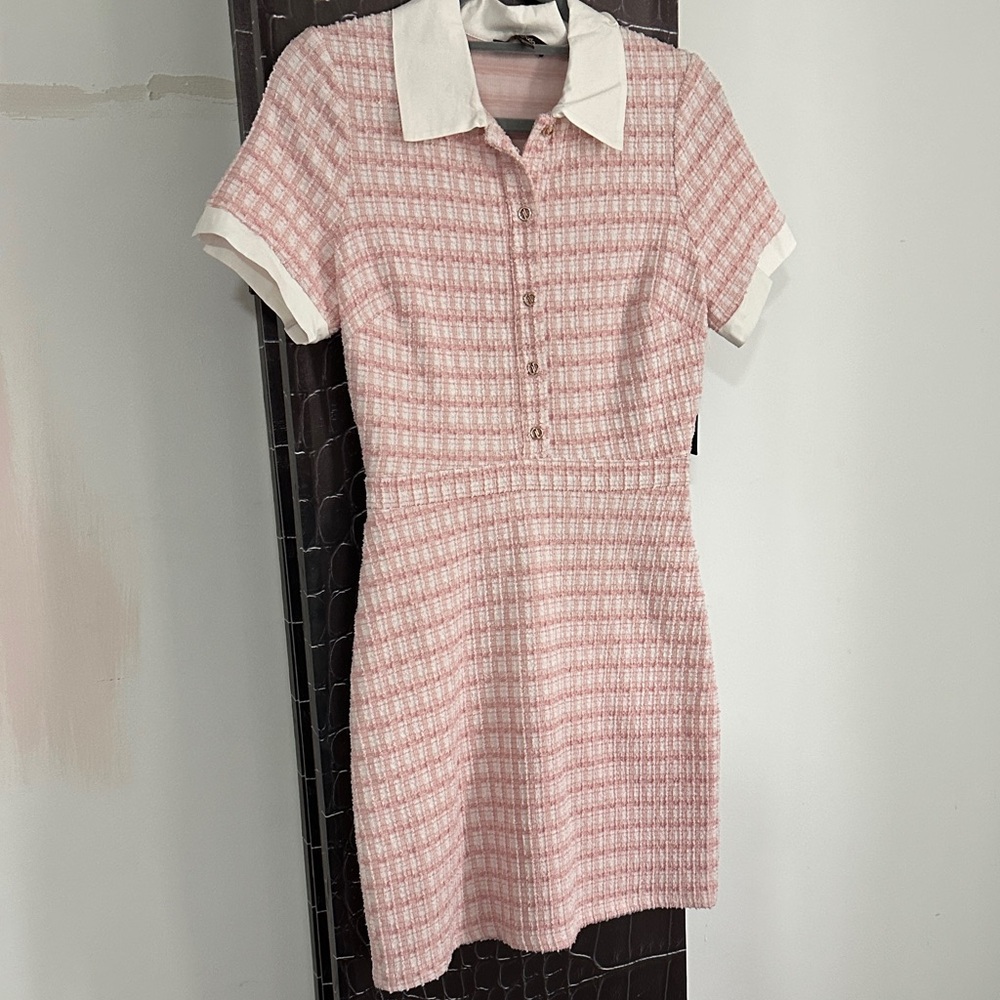 City Studio Pink and White Checkered Mini Dress